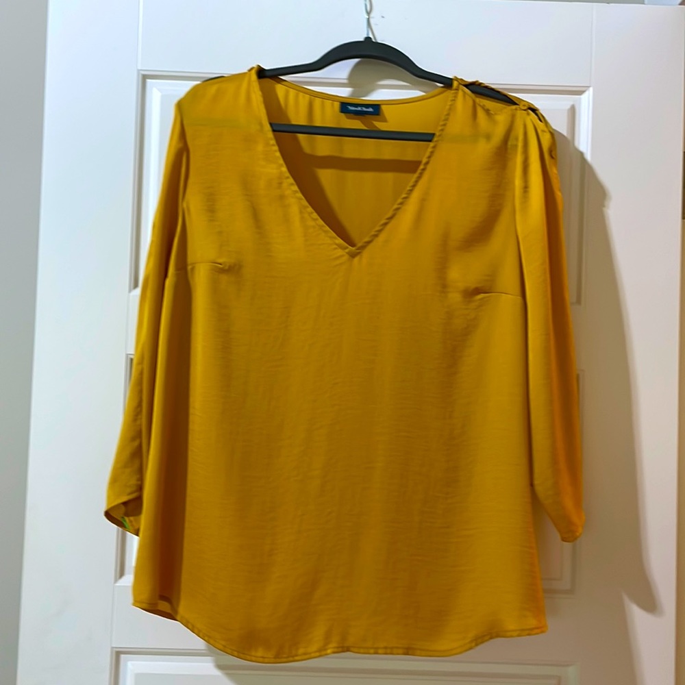 Mustard silky top from Modcloth with cute shoulder detail.  XL
